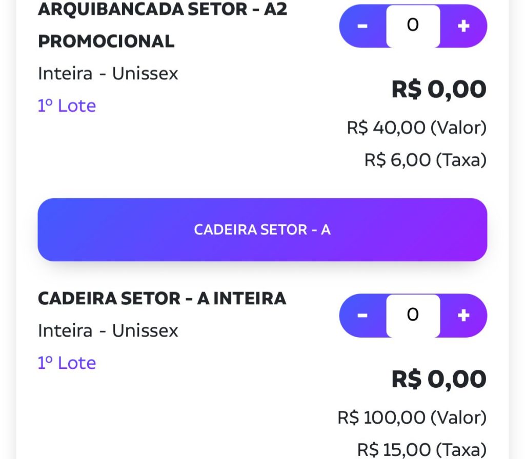Ingressos disponíveis para compra - Crédito: Reprodução/Site oficial Ingresso S.A
