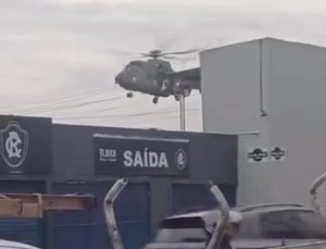 Helicóptero das Forças Armadas no Estádio do Baenão - Crédito: Reprodução/Site oficial do RomaNews