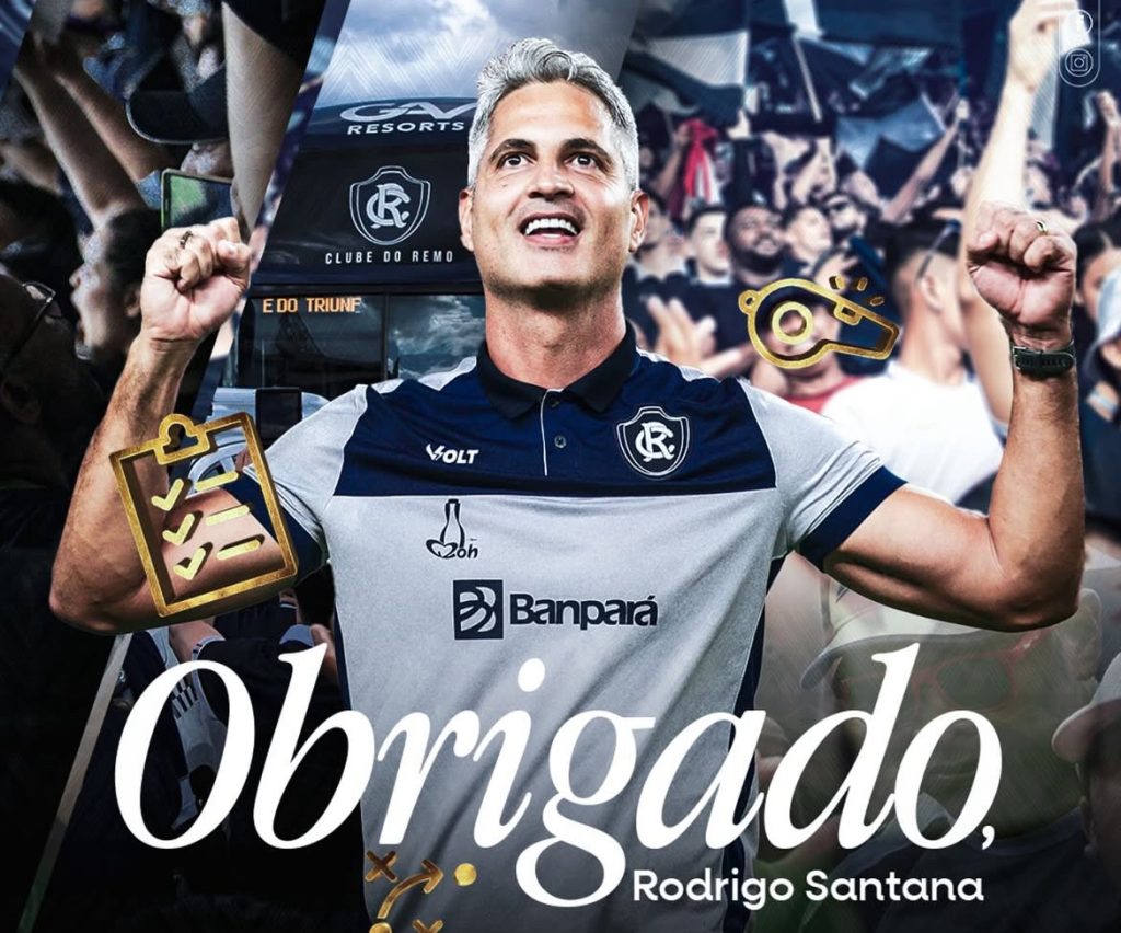 Clube publica agradecimentos ao treinador Rodrigo Santana - Crédito: Reprodução/Redes Sociais do Clube