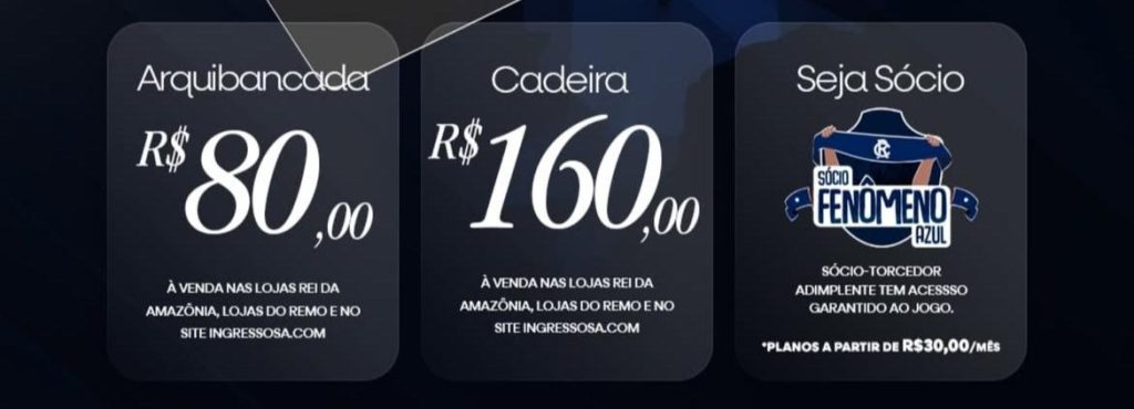 Valores dos ingressos para a Copa do Brasil - Crédito: Reprodução/Redes sociais do Remo