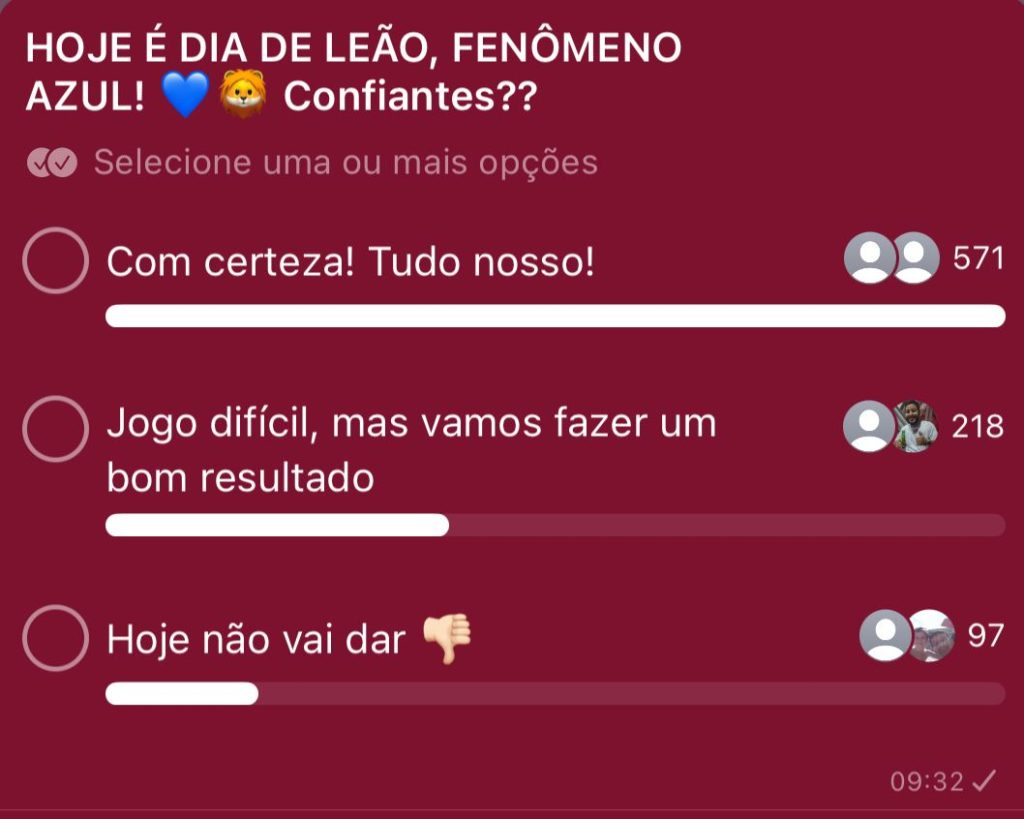 Enquete no canal do WhatsApp