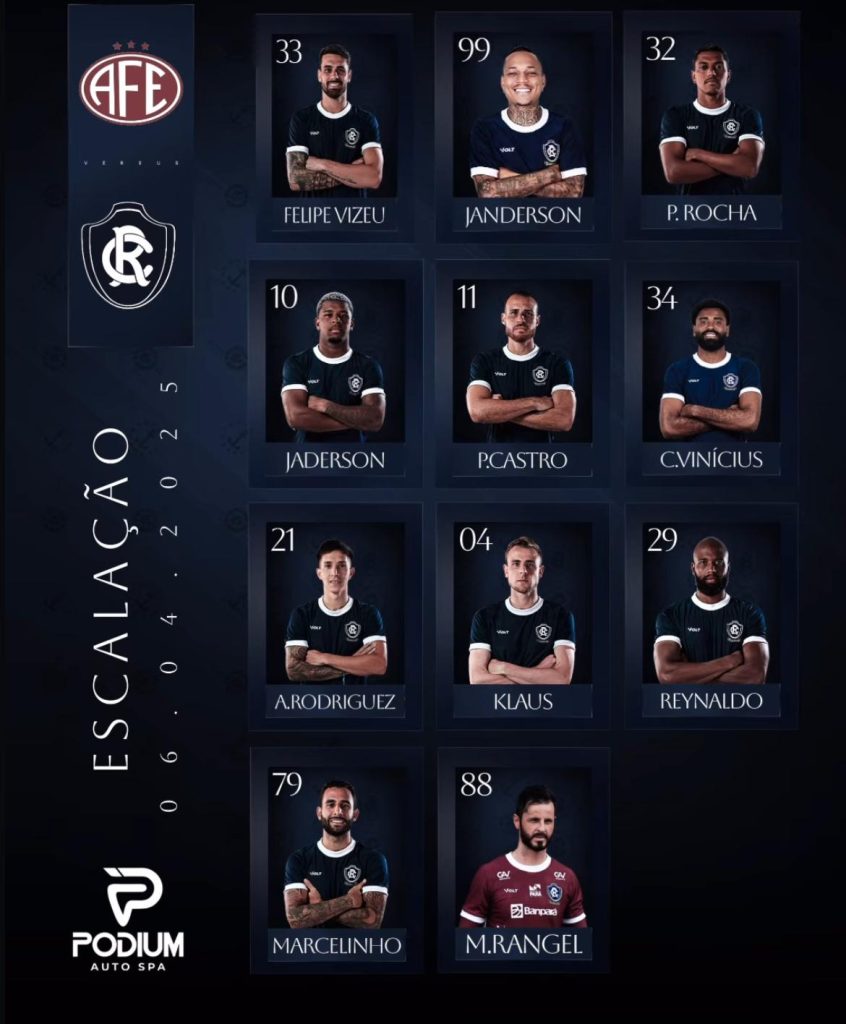 Escalação do Clube do Remo - Crédito: Reprodução/Redes sociais do time