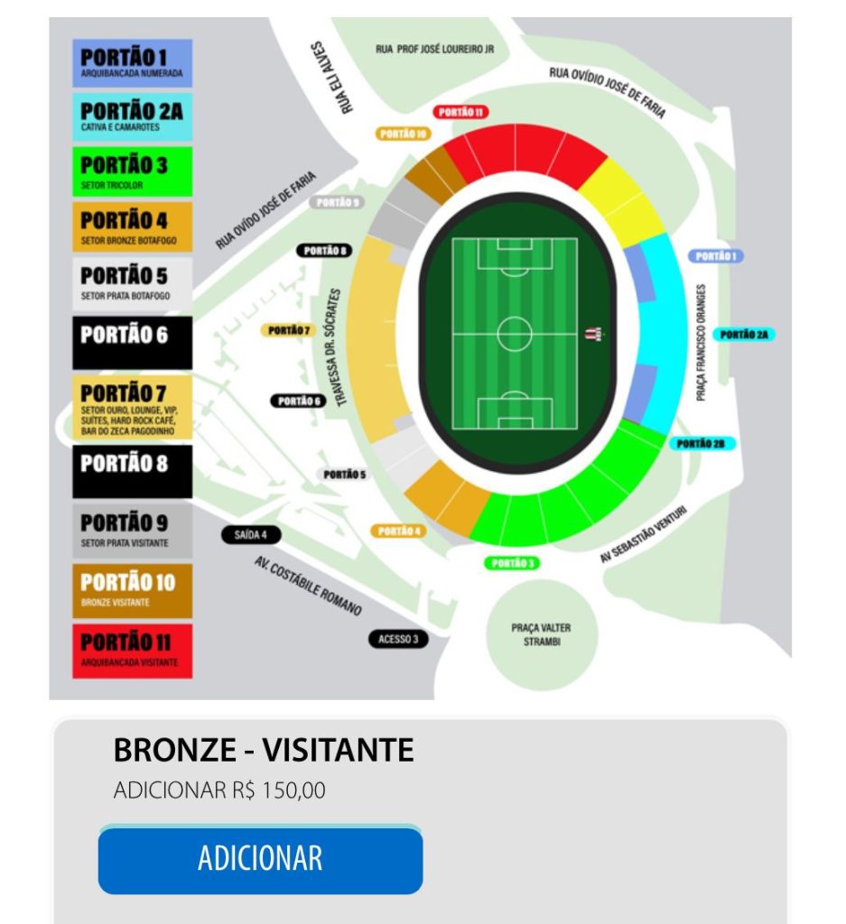 Preço dos ingressos para a torcida visitante - Crédito: Site Total Ticket