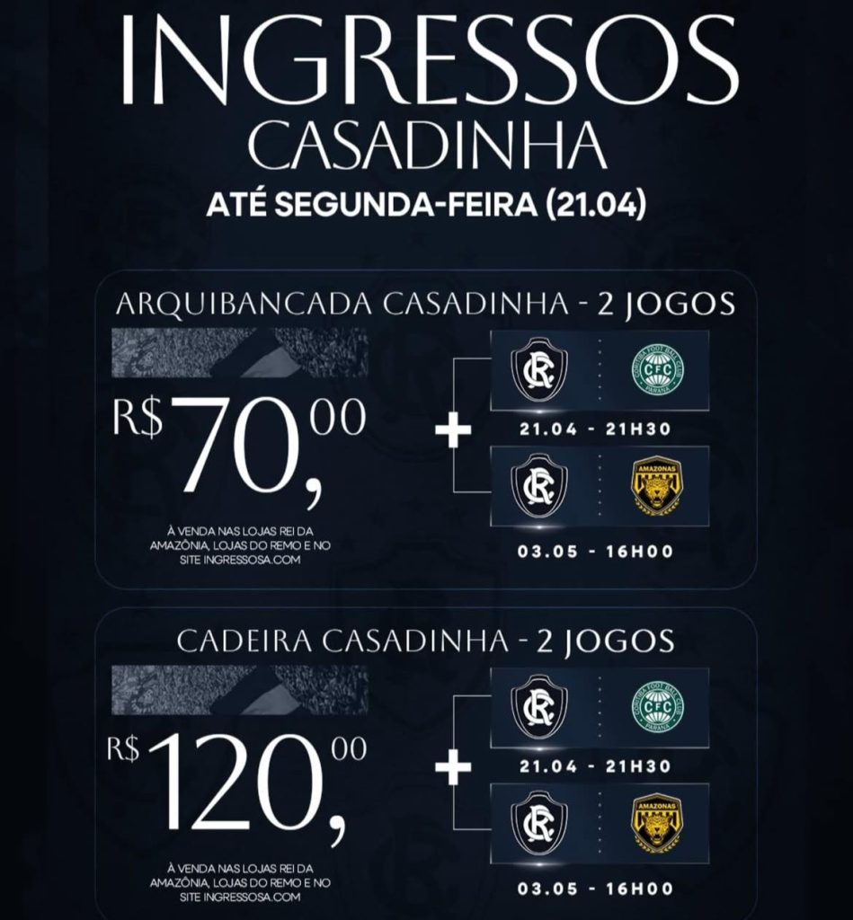 Ingressos promocionais disponibilizados pelo clube - Crédito: Reprodução/Redes sociais do Remo
