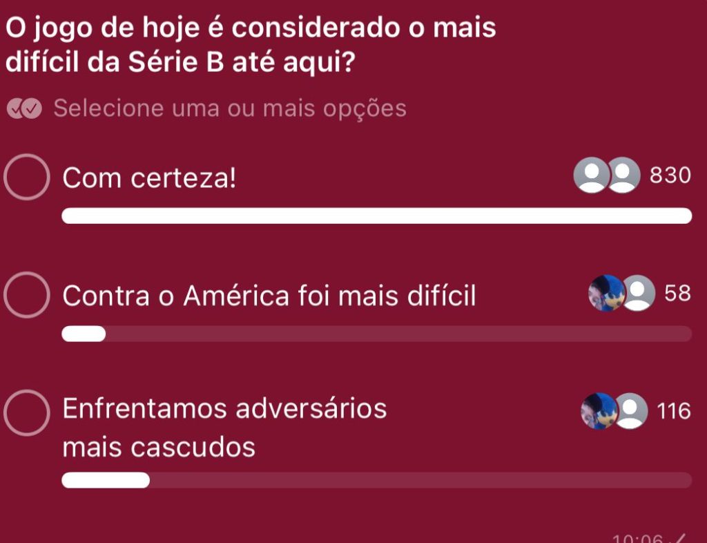 Enquete - Crédito: Canal de WhatsApp